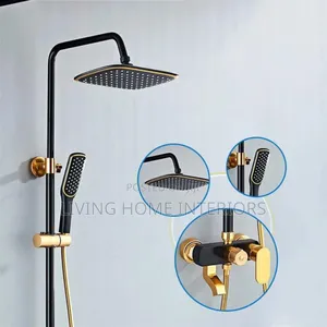 Black and Gold Standing Shower Mixer