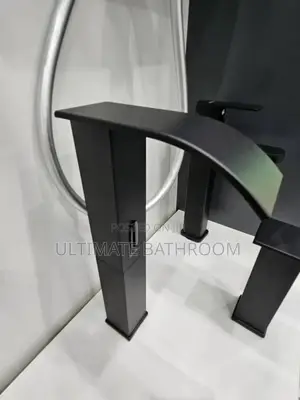 Long Black Waterfall Automatic Tap