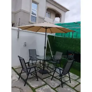 Outdoor Patio Furniture Set of Table 4 Chairs With Umbrella
