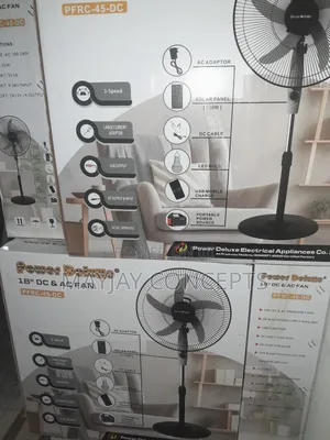 18" 3-in-1 PDX Ac/Dc Solar Standing Fan With Led Light