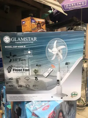 New Glamstar 18inches Rechargeable White Standing Fan