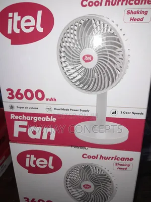 Itel 3600mah Rotatable Rechargeable Table/Wall Fan-Type C