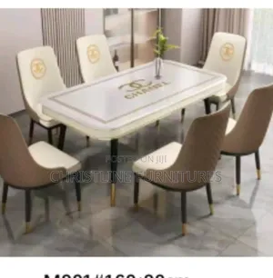 Marble Top Dining Table Set by 6 Seater