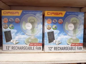 Qasa 12" 3 in 1 Rechargeable Wall/Table Fan With Solar Bulb