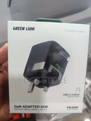 Green Lion GAN Adapter 65w PD 3.0 Retractable Cable