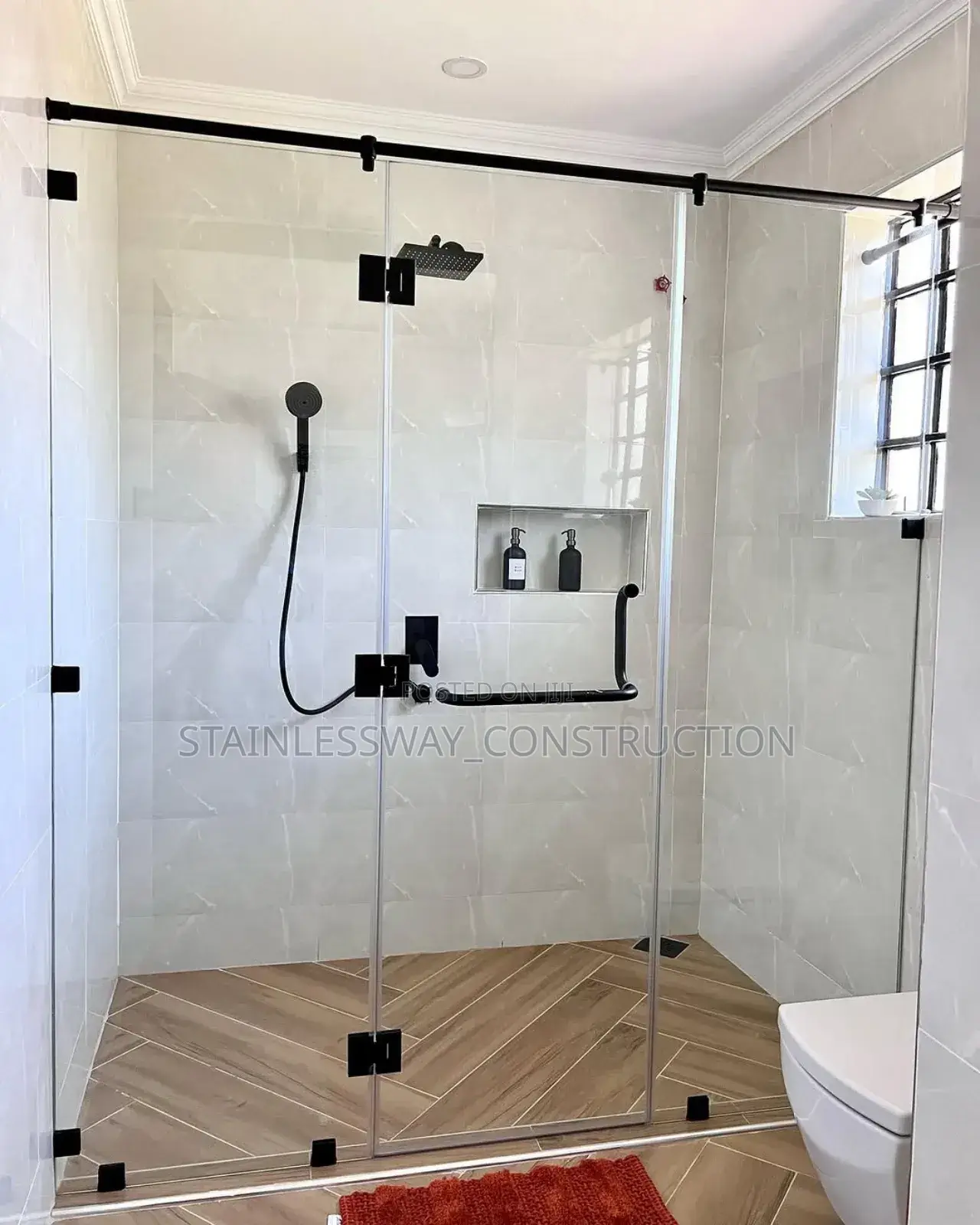 Glassshowercubiclepureandcleanspace