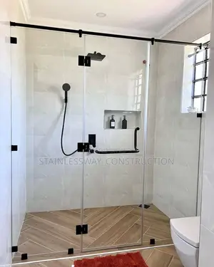 Glassshowercubiclepureandcleanspace