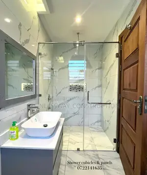 Glassshowercubiclepureandcleanspace