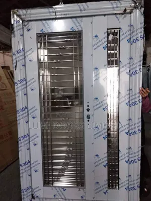 Double Door Glass Steel Security Door 4ft