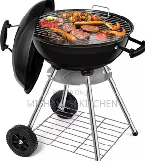 Portable Charcoal Barbecue Grill With Wheeled Legs