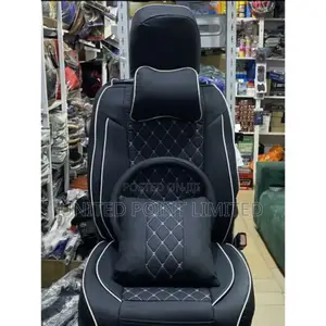 Car Leather Seat Cover Black White Thread/Line Zba