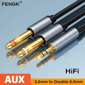 3.5mm to Double 6.5mm TRS Cable Aux Adapter 1.5m