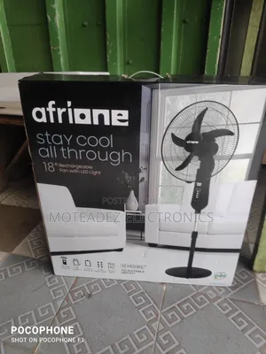 Afrione 18" Rechargeable Standing Fan With Two Batteries