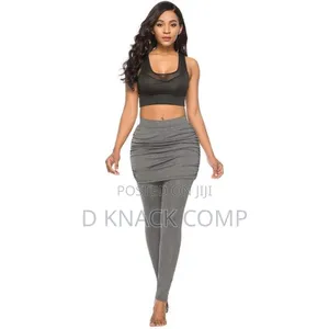 High Waist Leggings Pants Wrap Hip Side Pleated Skirt