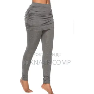 High Waist Leggings Pants Wrap Hip Side Pleated Skirt