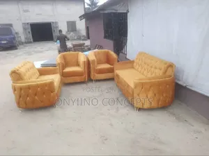 Elegant Leather Sofa Orange Full Set