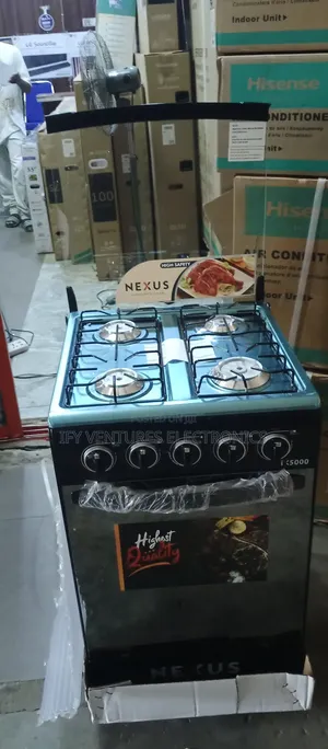 50*55cm Nexus Auto Ignition 4 Burner Gas Cooker, Black Color