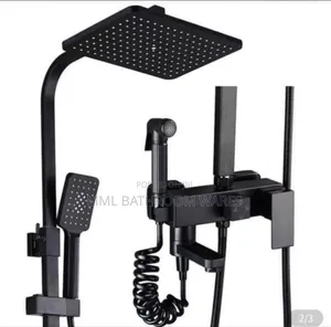Black Square Shower Mixer With Pressing Shower