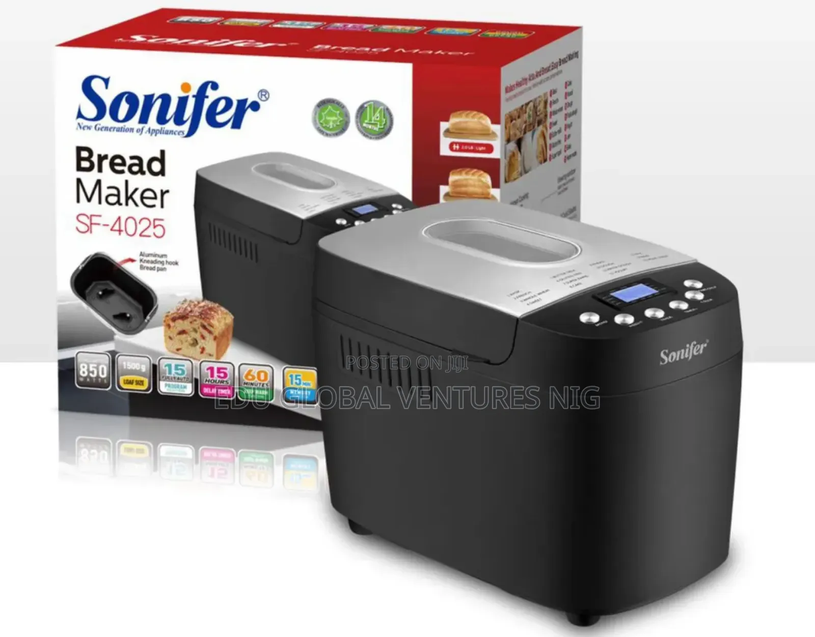 Sonifer Digital 15 Programs Bread Maker. 850watts.