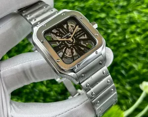 Cartier De-Santos Black Skeletal Dial Watch