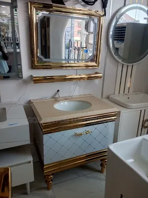 White and Gold 80cm Cabinet
