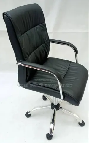 Office Chair Swivel With Leather at Armrest.