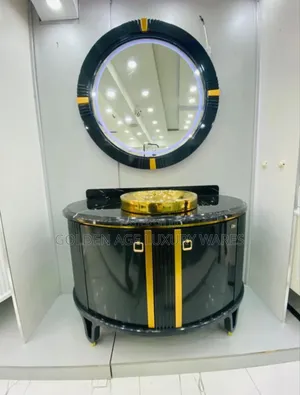 Gold and Black Semi Circle Cabinet