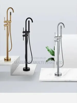 Chrome Round Floor Mount Freestanding Bath Mixer