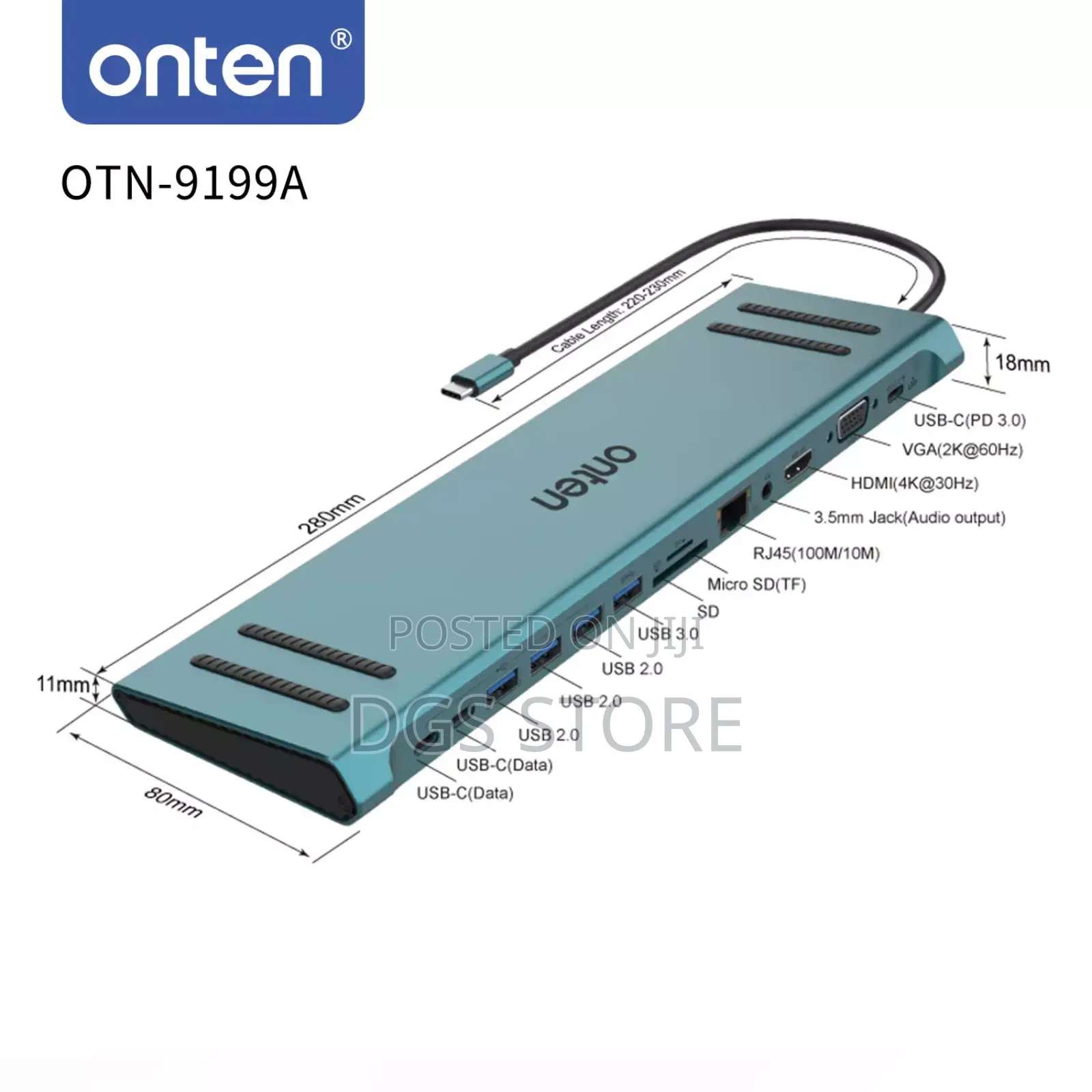 Onten 13in1 USB C Multi Function Docking Station OTN 9199A