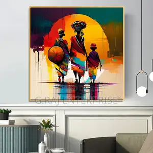 African Family Abstract Artwork Printed Canvas