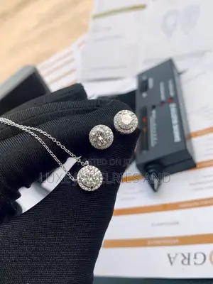 VVS1 925 SS Moissanite Diamond Necklace and Earrings Combo 