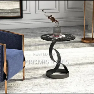 Round End Table/Side Stool With Black Metal Frame