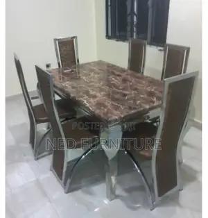 Animal Leg Marble Top Dining By 6 Leather Chairs