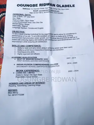 Housekeeping Cleaning CV