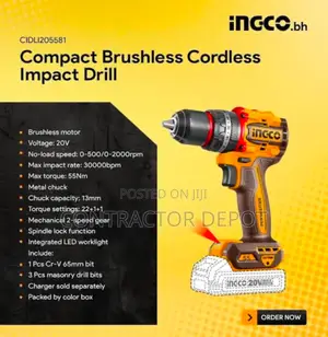Compact Brushless Cordless Impact Drill Ingco 13mm