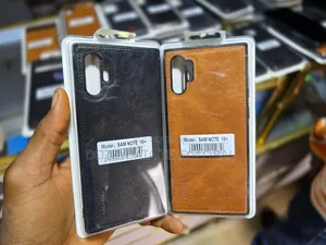 Samsung Galaxy Note 10+ Leather Sleek Black and Brown Case