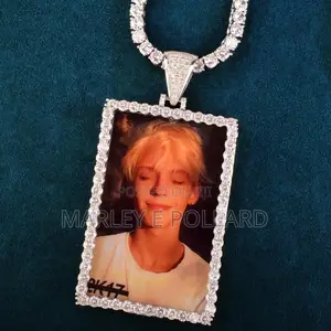 Gold Silver Square Picture Customize Necklace Chain Pendant
