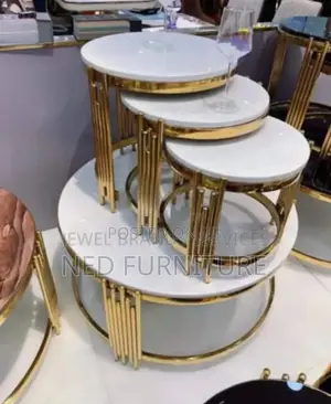 Quality Marble1 Centre Table With 3 Side Stools Set