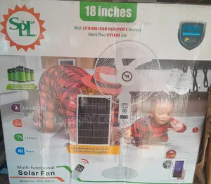 SPL 18-Inch Solar Rechargeable Fan With Panel+Mp3+4-Bulbs