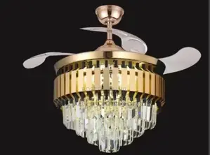 Crystal Fan Chandelier With Golden Frame