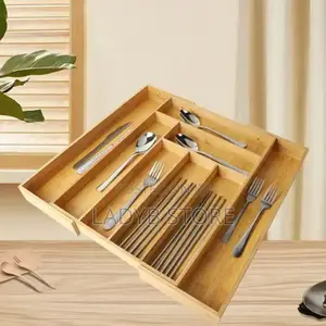Expandable Bamboo Cutlery Organizer