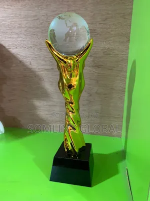 Gold Trophy With Glass Circle