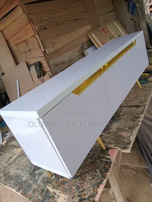White and Gold Tv Stand by Oluwaseun Furniture