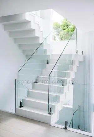White Stairs Frame Less Glass U Channels