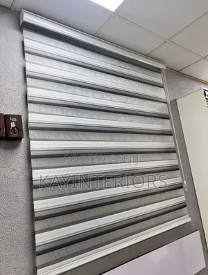 Gray and Black Window Blinds