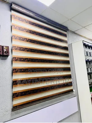Brown and Cream Window Blinds