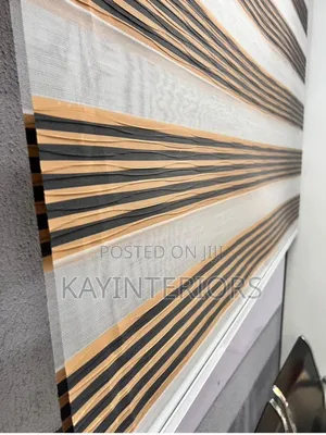 Black and Cream Window Blinds
