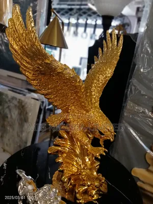 Majestic Golde Flying Eagle Metal Sculpture Luxurious Decor