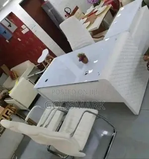 Set of Office Desk With Extension and 3 Chairs for Boss.