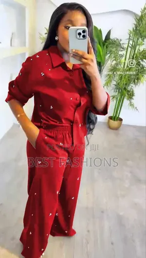 Red Ladies Luxury 2 Piece Trousers